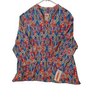 Ruby Rd. Favorites Women's 3X Colorful Patterned Long Sleeve Top NWT